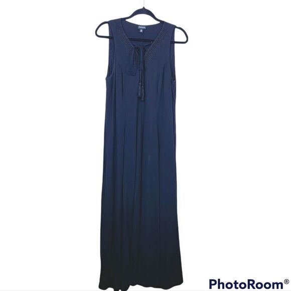 Torrid Lace-Up Challis Trapeze Maxi Dress. Black 00#019 - Picture 2 of 13